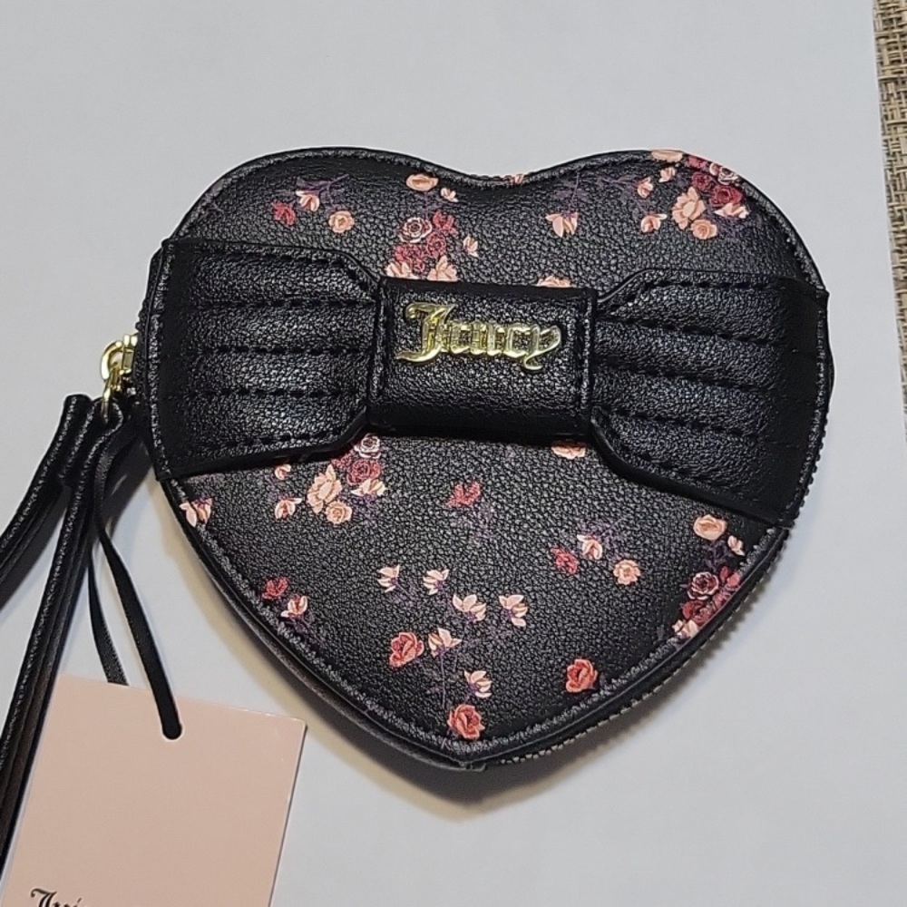 Juicy Couture Black Heart Shaped Wristlet NEW WITH TAGS